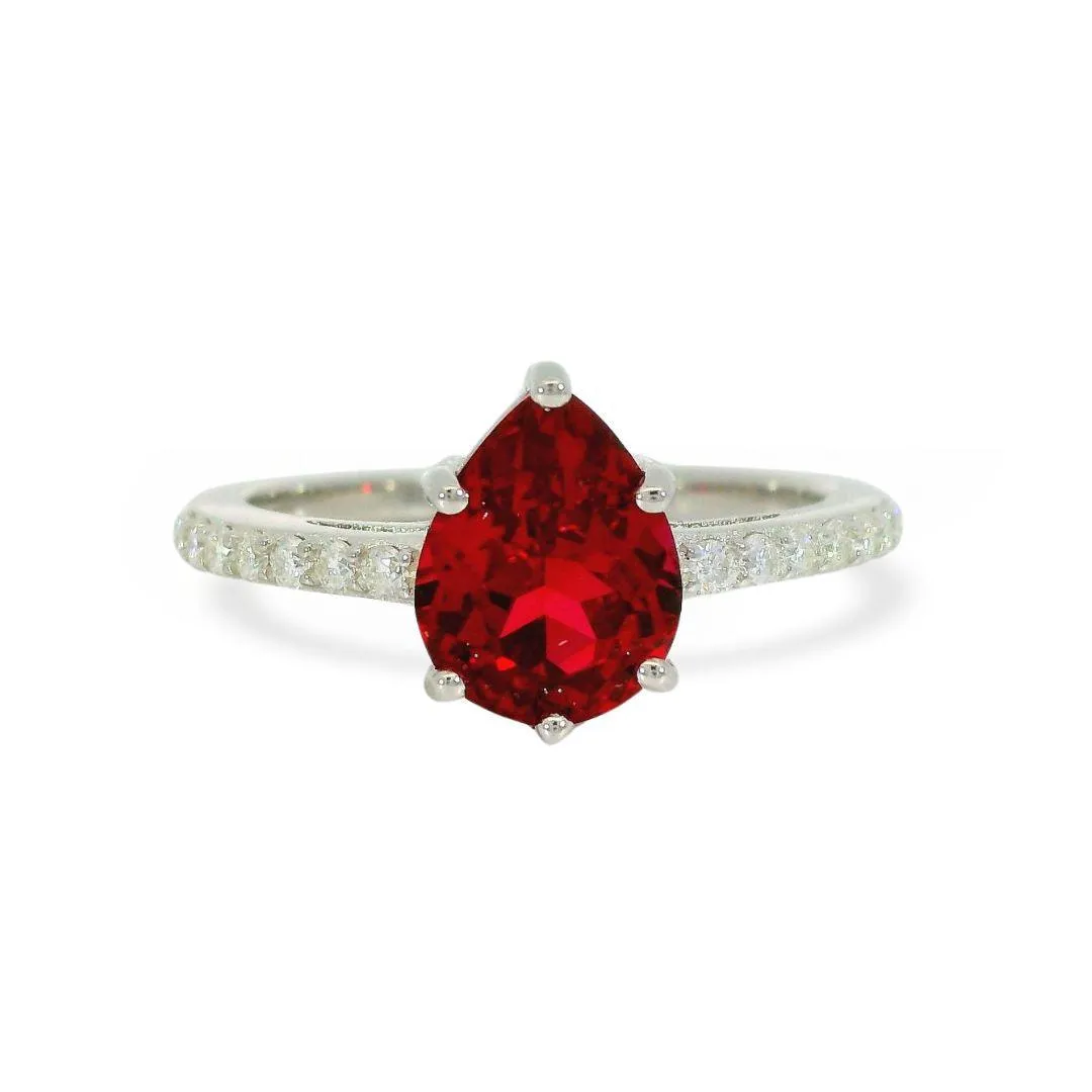 Lab Grown Ruby Teardrop Ring