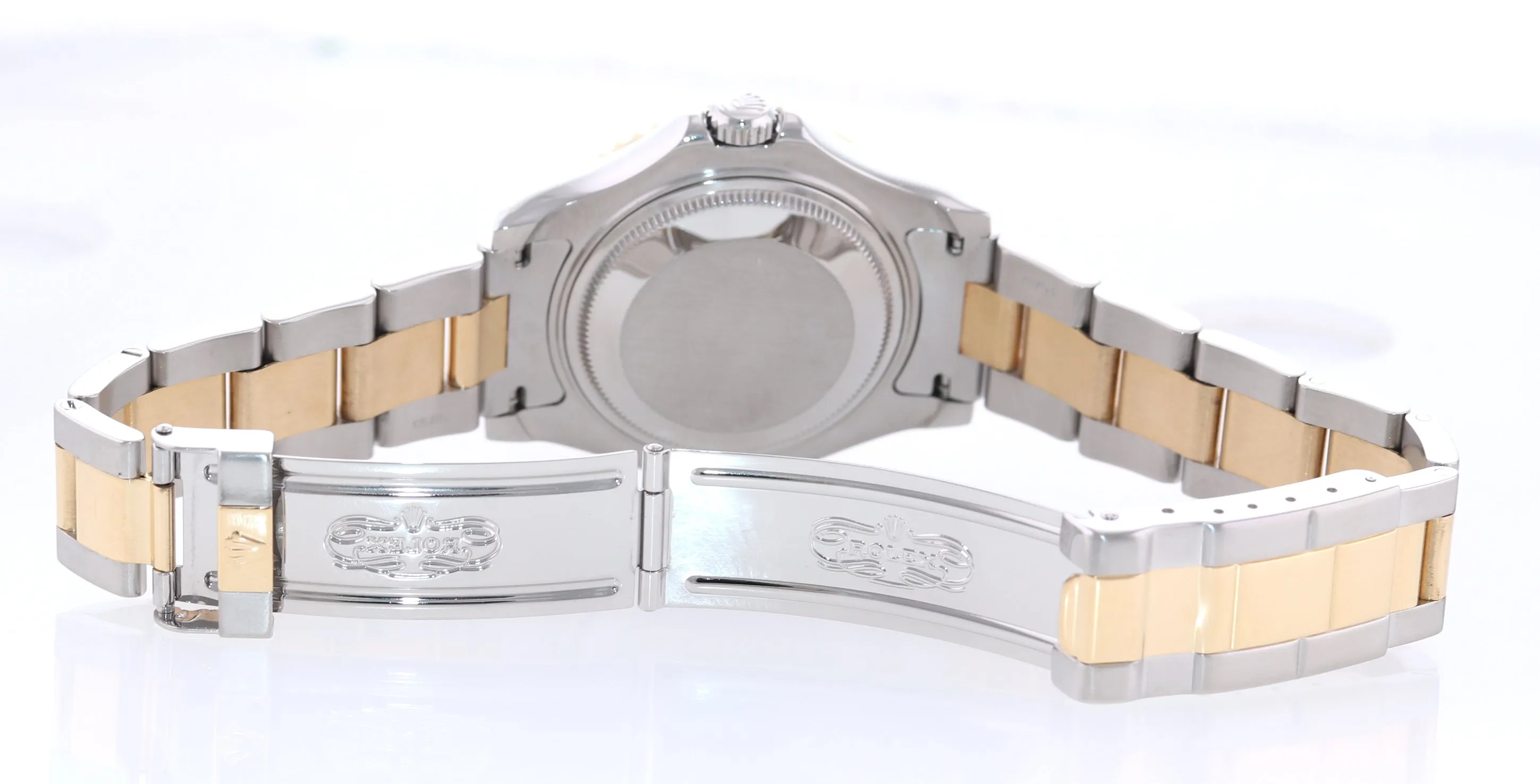 Ladies Rolex Yacht-Master 18k Gold 168623 35mm Mid Size White Two Tone Watch