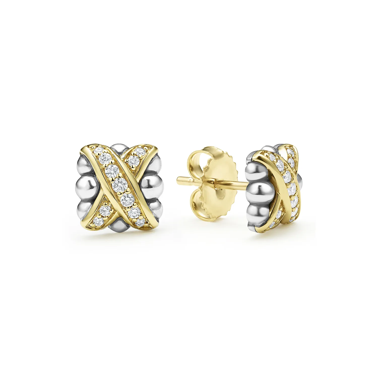 LAGOS Embrace Two-Tone X Diamond Stud Earrings