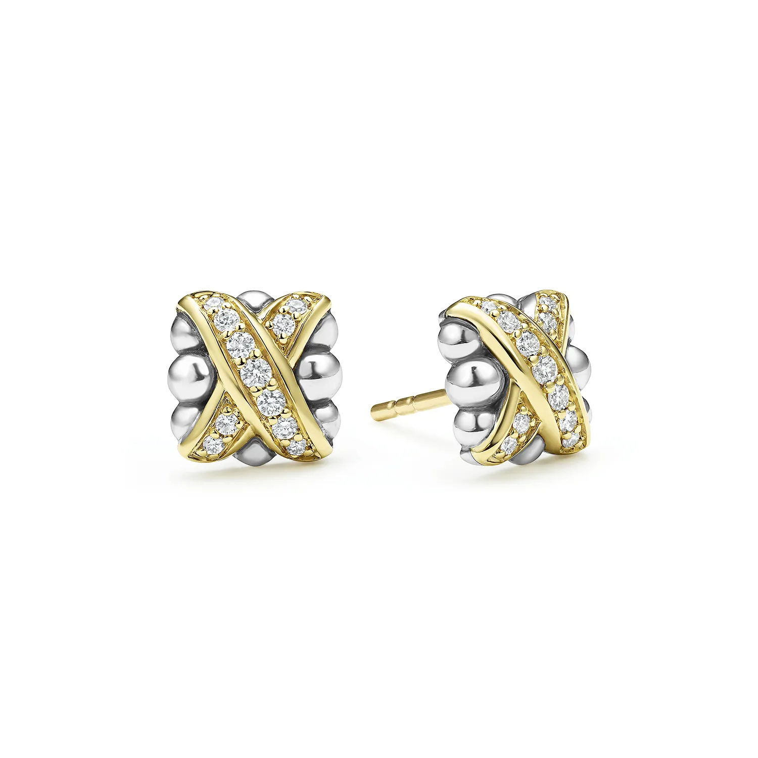 LAGOS Embrace Two-Tone X Diamond Stud Earrings