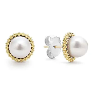 LAGOS Two-Tone Caviar Pearl Stud Earrings in Sterling Silver and 18K Yellow Gold