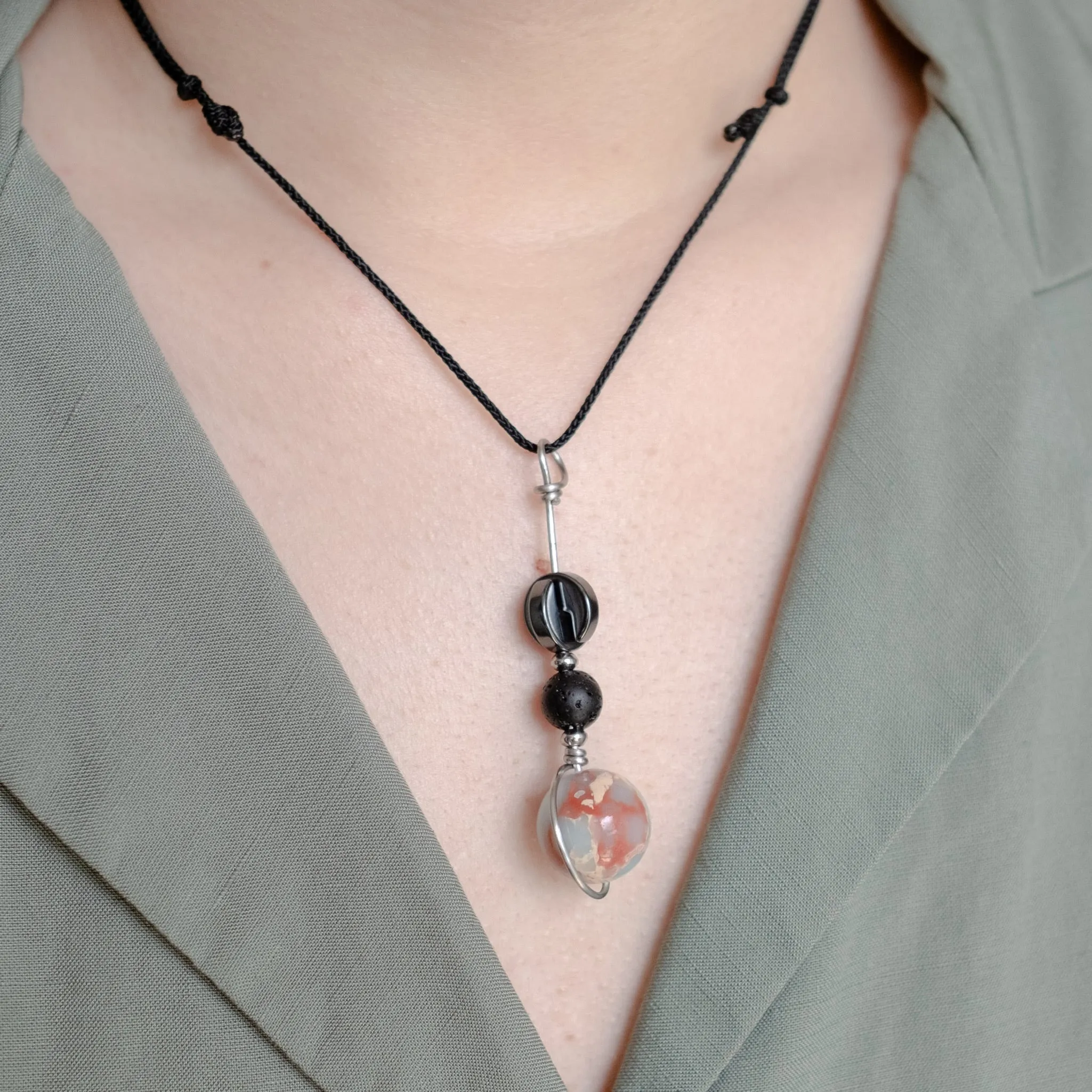 Lava Stone Diffuser Tactile Necklace | Aromatherapy Crystal Fidget Necklace