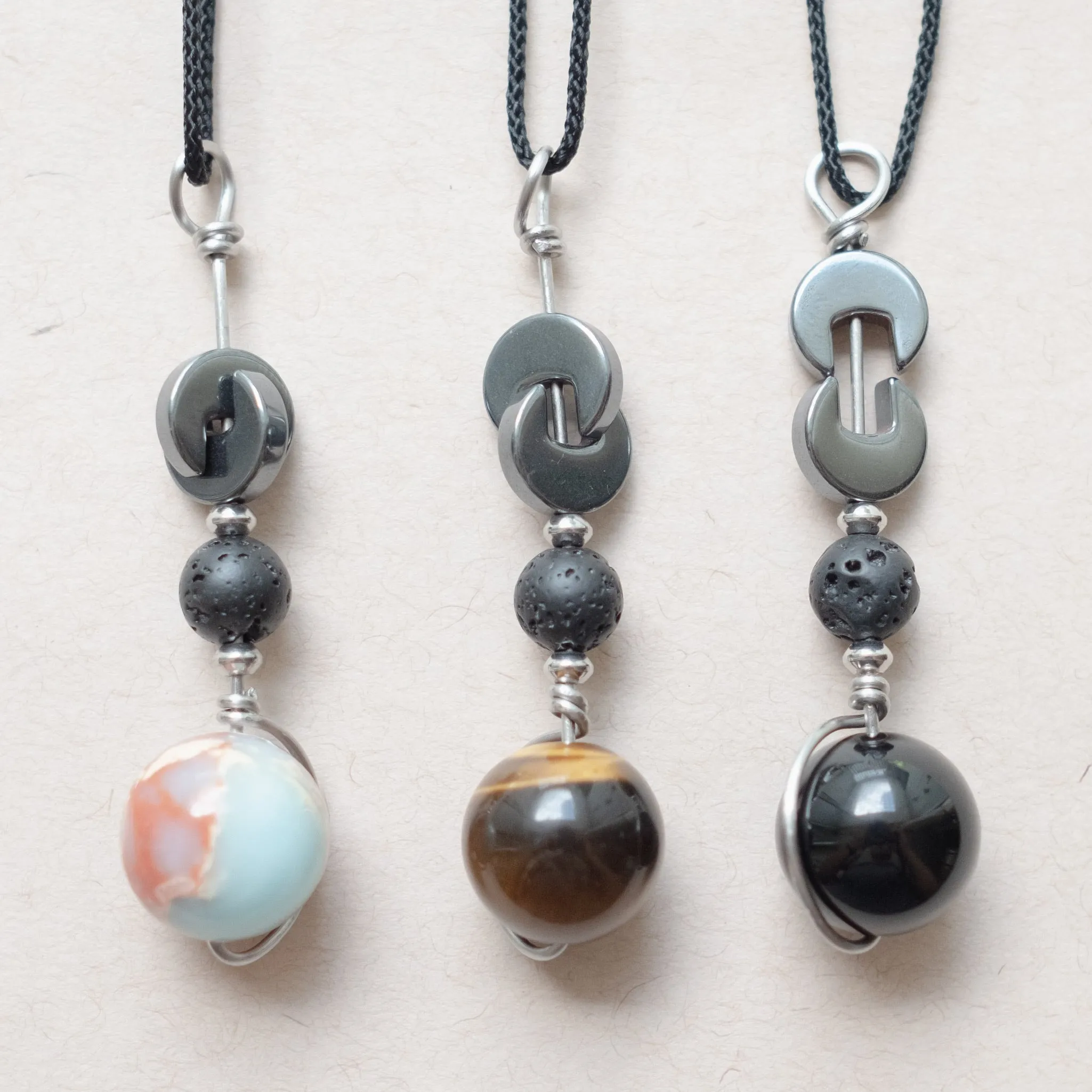 Lava Stone Diffuser Tactile Necklace | Aromatherapy Crystal Fidget Necklace