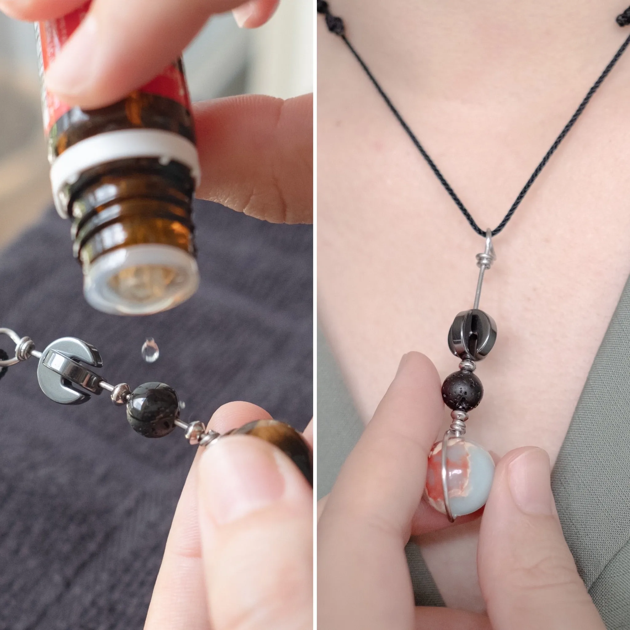 Lava Stone Diffuser Tactile Necklace | Aromatherapy Crystal Fidget Necklace