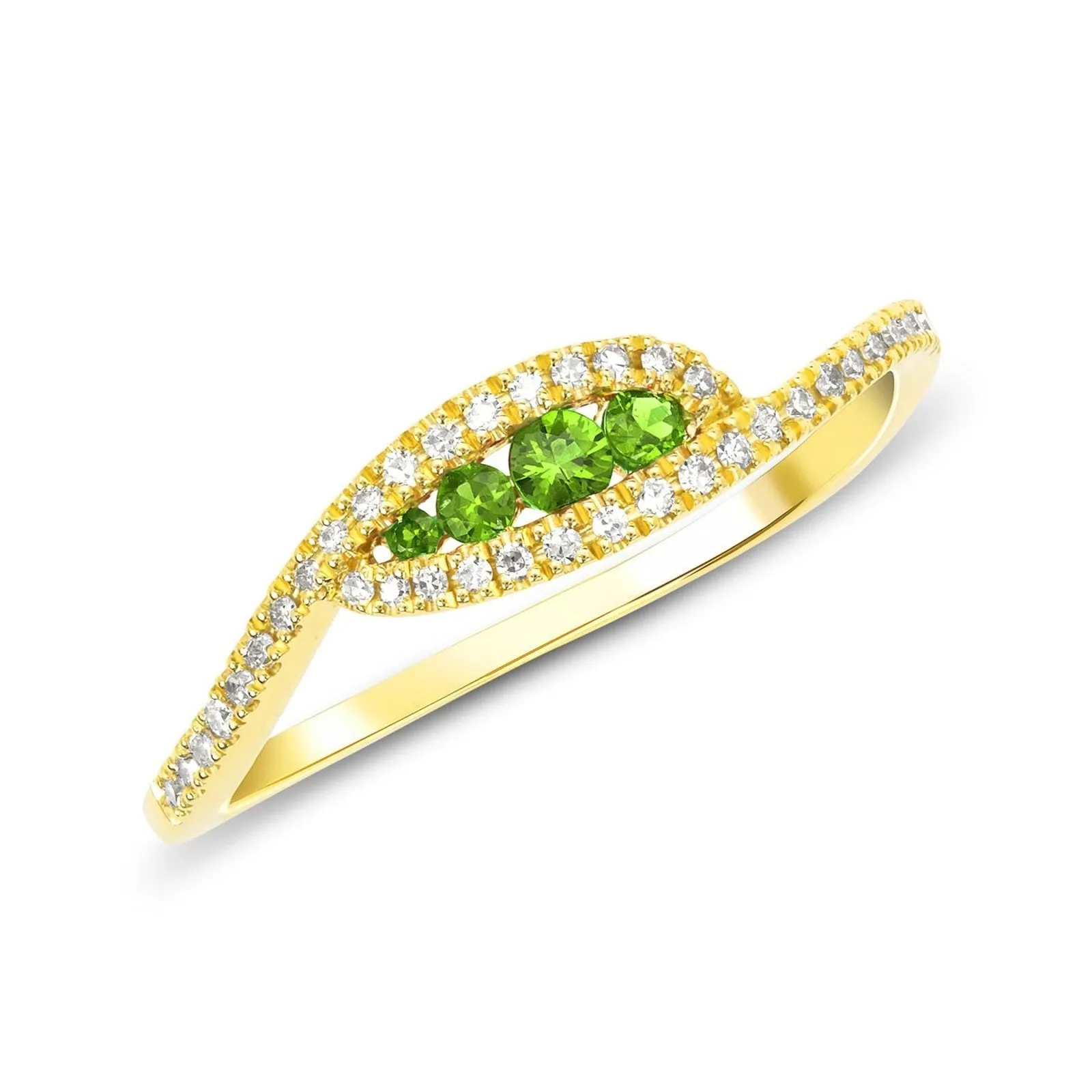 Leaf Emerald and Diamond Ring