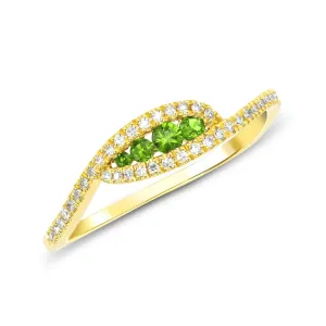 Leaf Emerald and Diamond Ring