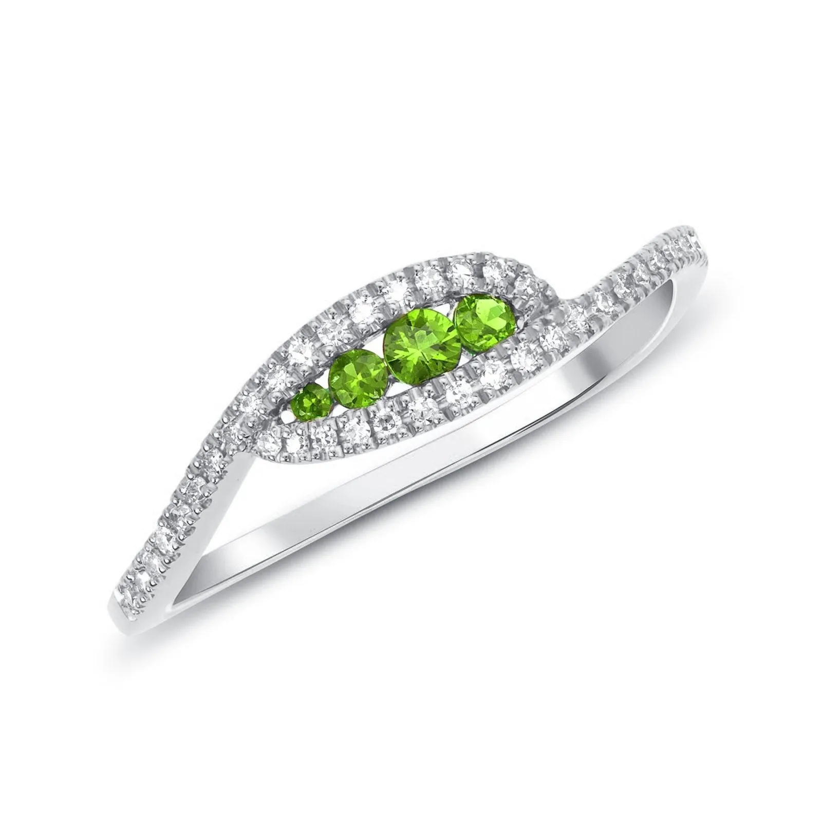 Leaf Emerald and Diamond Ring