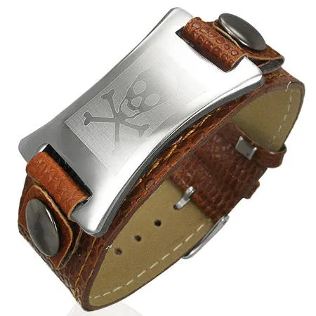 Leather Bangle Crossbones