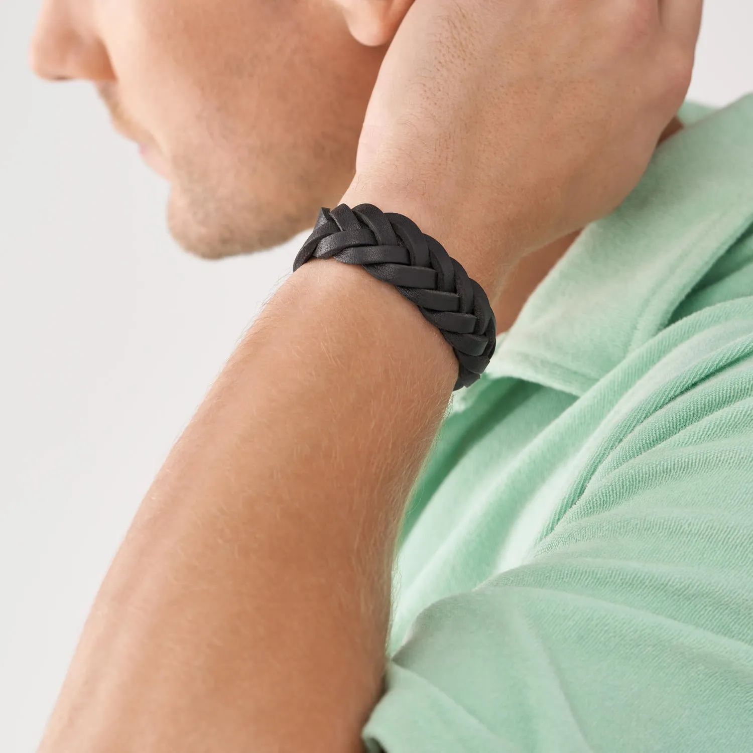Leather Essentials Black Leather Strap Bracelet