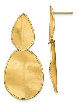 Leslie's 14k Gold Polished Textured Dangle Pierced Earrings. LE2158
