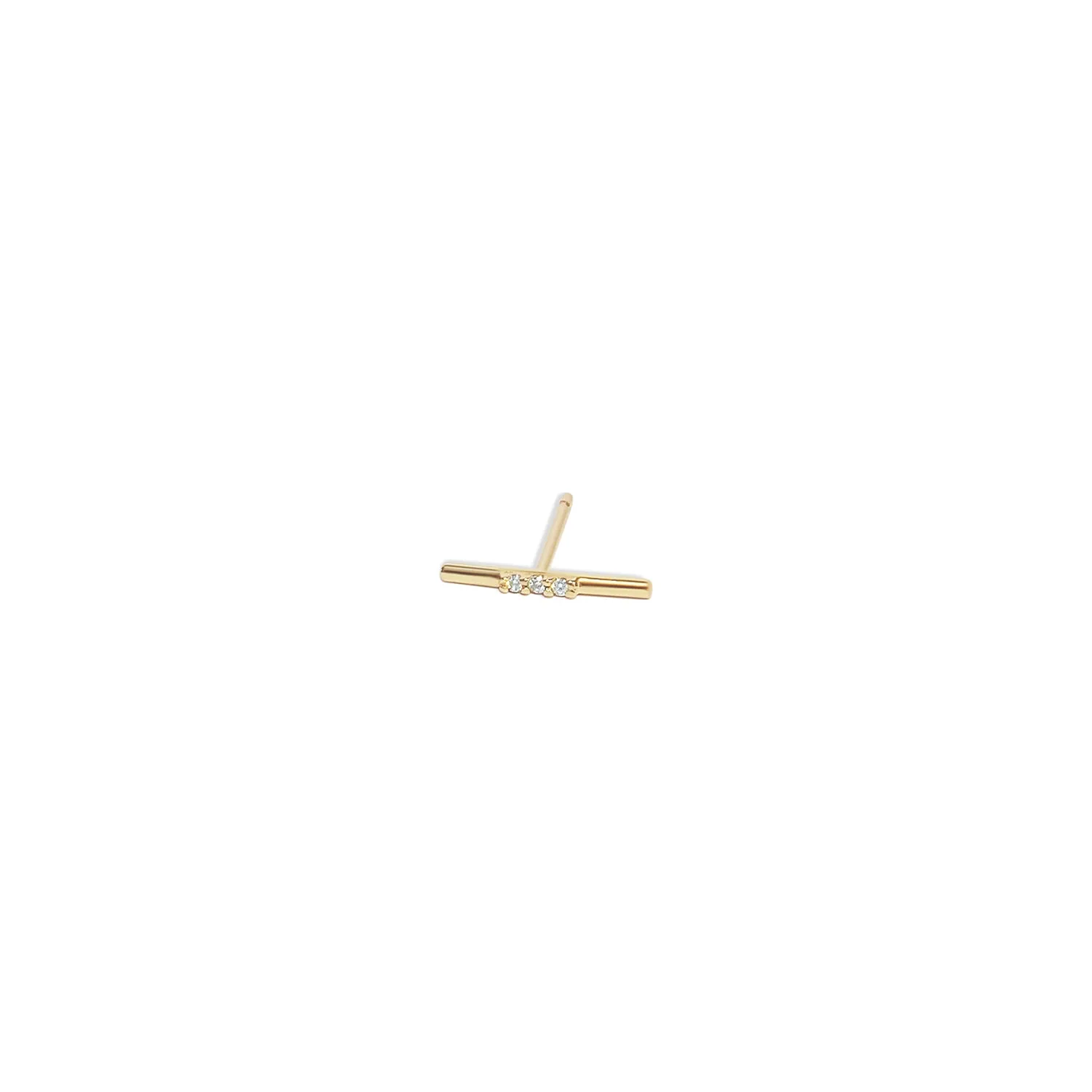 Leveled Diamond Bar Stud Earring