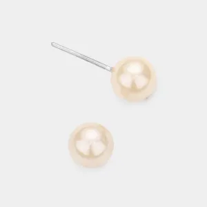 Little Girls Cream Pearl Stud Earrings | Small Pageant Earrings | 6mm=.24" | 328986