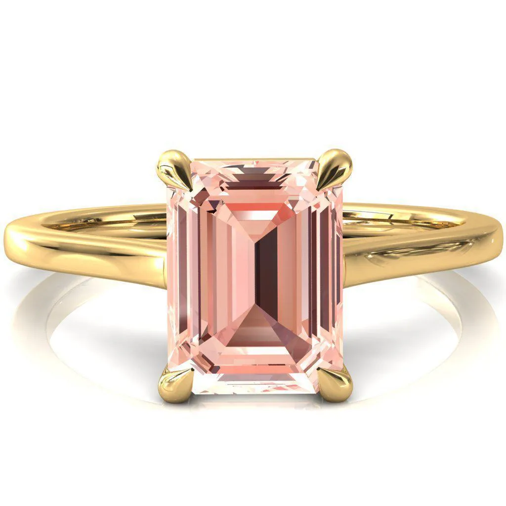 Lizzy Emerald Champagne Sapphire 4 Claw Prong Cathedral Engagement Ring