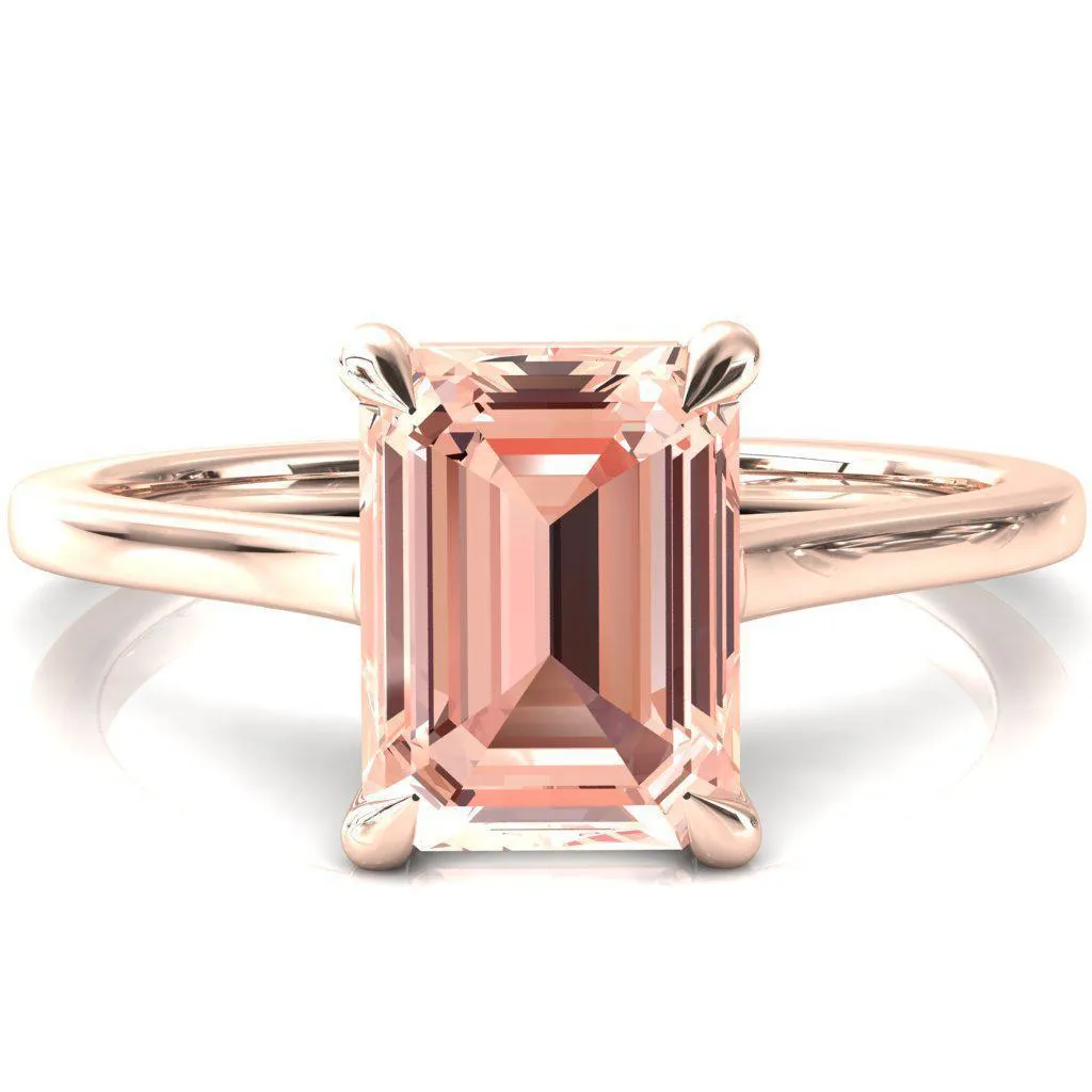 Lizzy Emerald Champagne Sapphire 4 Claw Prong Cathedral Engagement Ring