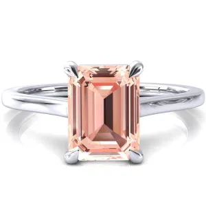 Lizzy Emerald Champagne Sapphire 4 Claw Prong Cathedral Engagement Ring