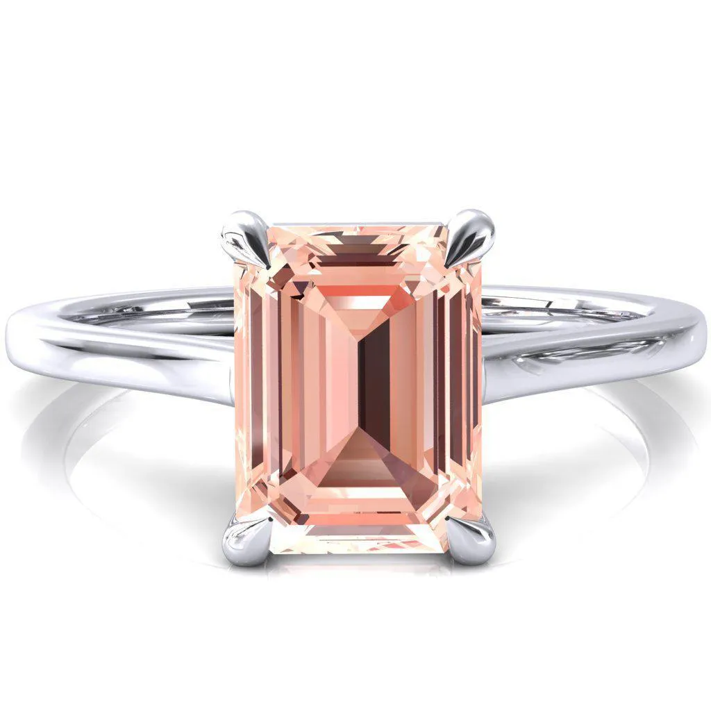 Lizzy Emerald Champagne Sapphire 4 Claw Prong Cathedral Engagement Ring