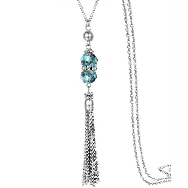 Long Crystal Bead Necklace
