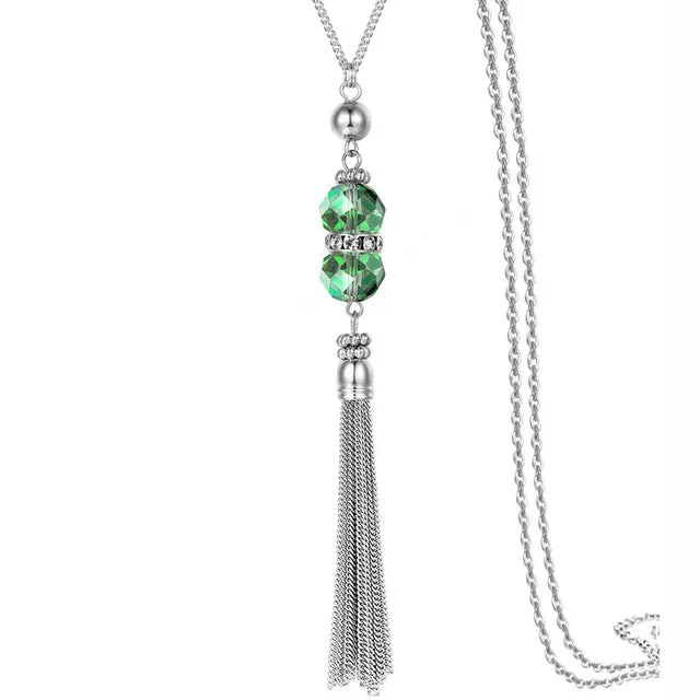 Long Crystal Bead Necklace