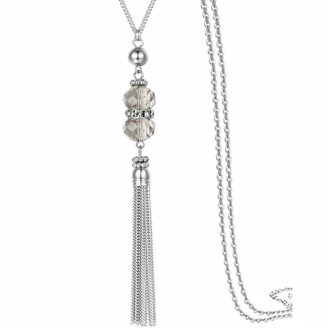 Long Crystal Bead Necklace