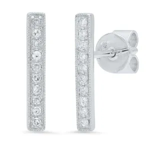 Long Diamond Bar Stud Earring