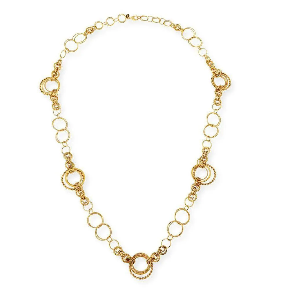 Long Round Gold Link Necklace