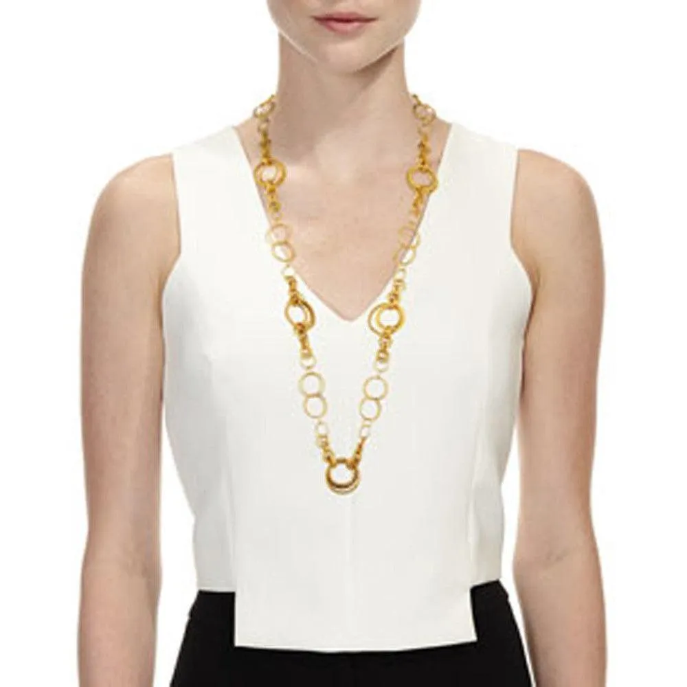 Long Round Gold Link Necklace