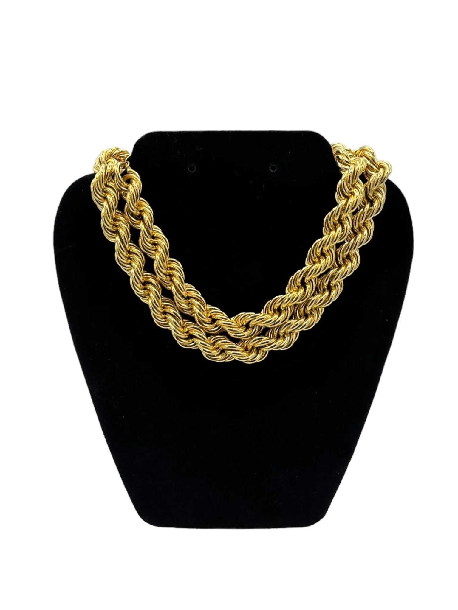 Long Statement Rope Link Gold Vintage Layering Chain
