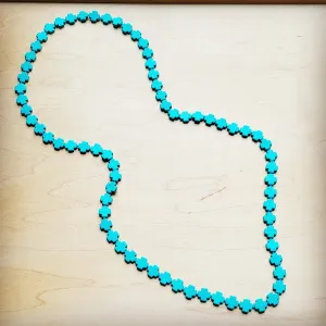 Long Turquoise Beaded Cross Necklace