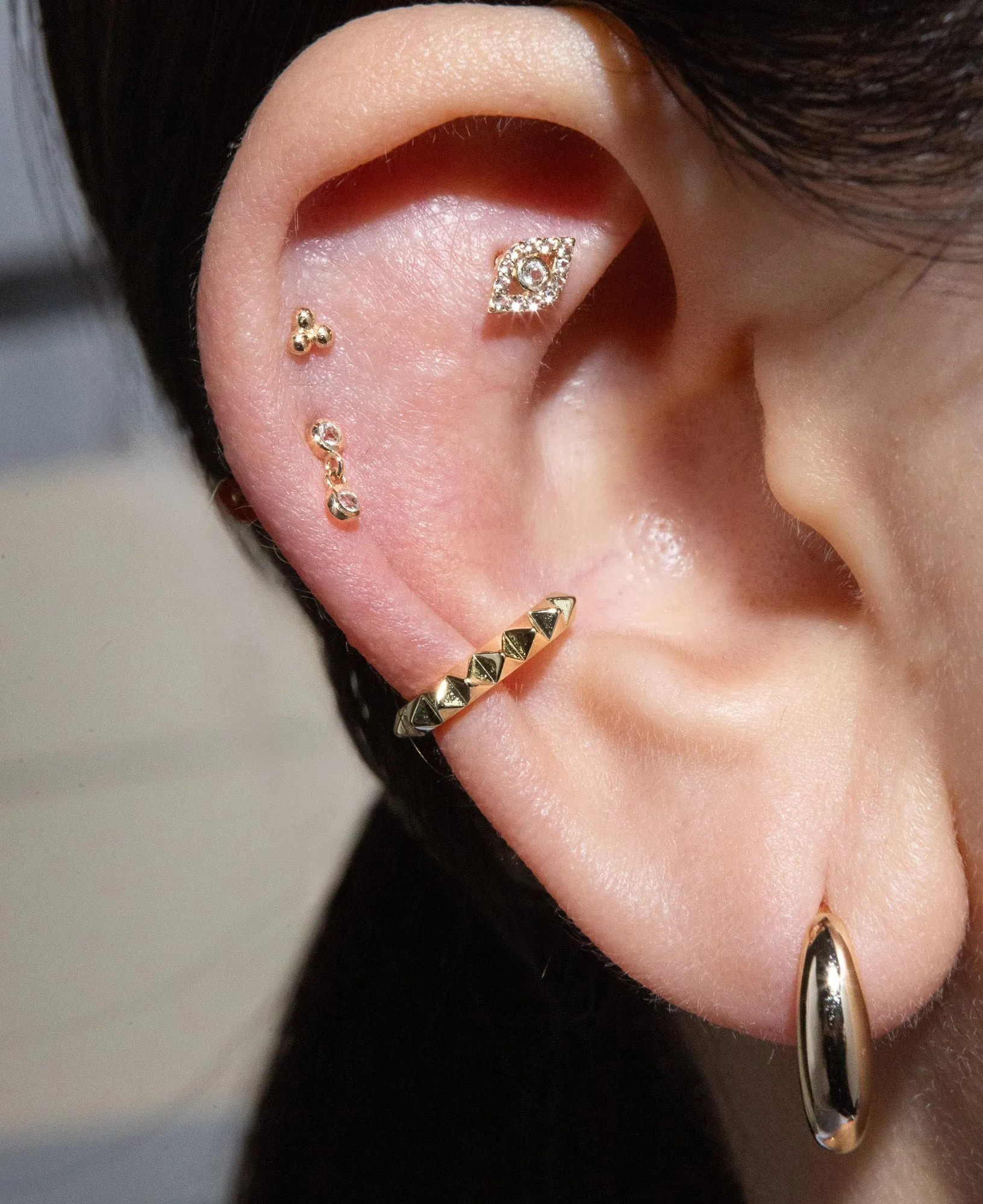 Lorelei 14k Solid Gold White Topaz Flatback Stud
