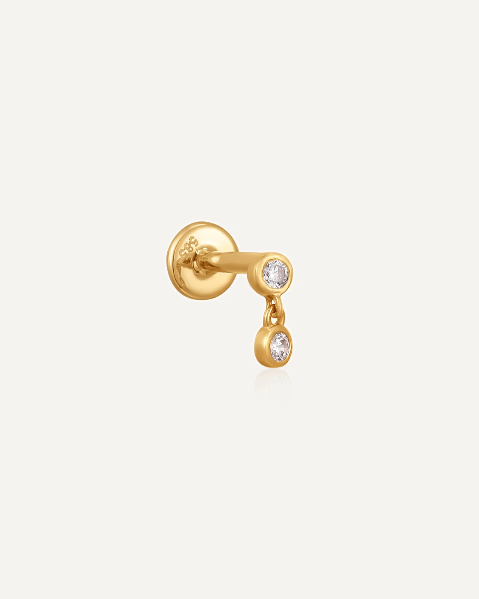 Lorelei 14k Solid Gold White Topaz Flatback Stud