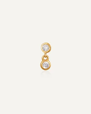 Lorelei 14k Solid Gold White Topaz Flatback Stud