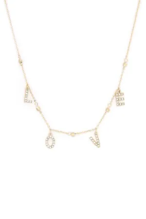 Love Rhinestone Charm Necklace