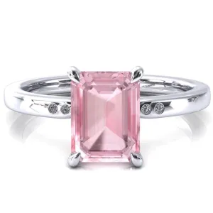 Maise Emerald Pink Sapphire 4 Prong Diamond Accent Engagement Ring