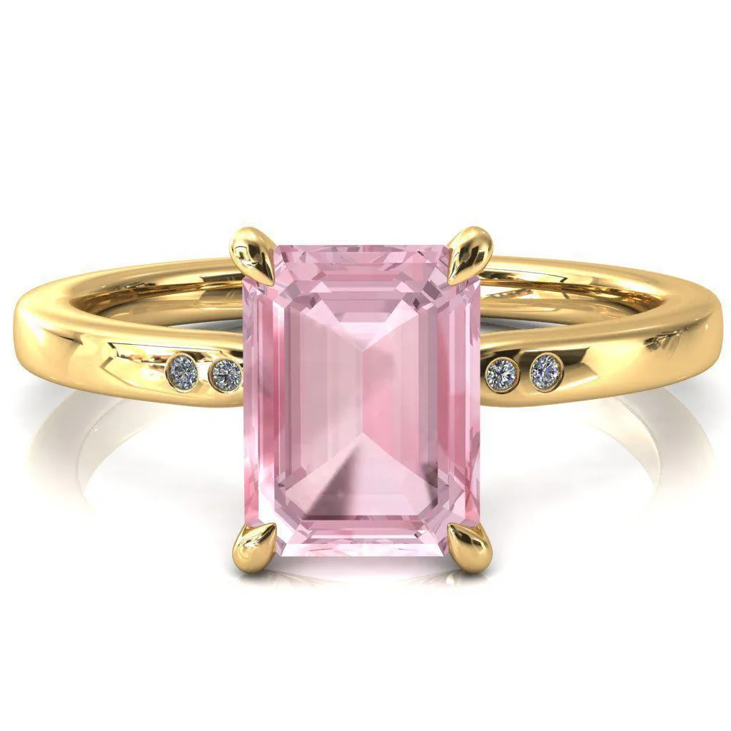 Maise Emerald Pink Sapphire 4 Prong Diamond Accent Engagement Ring