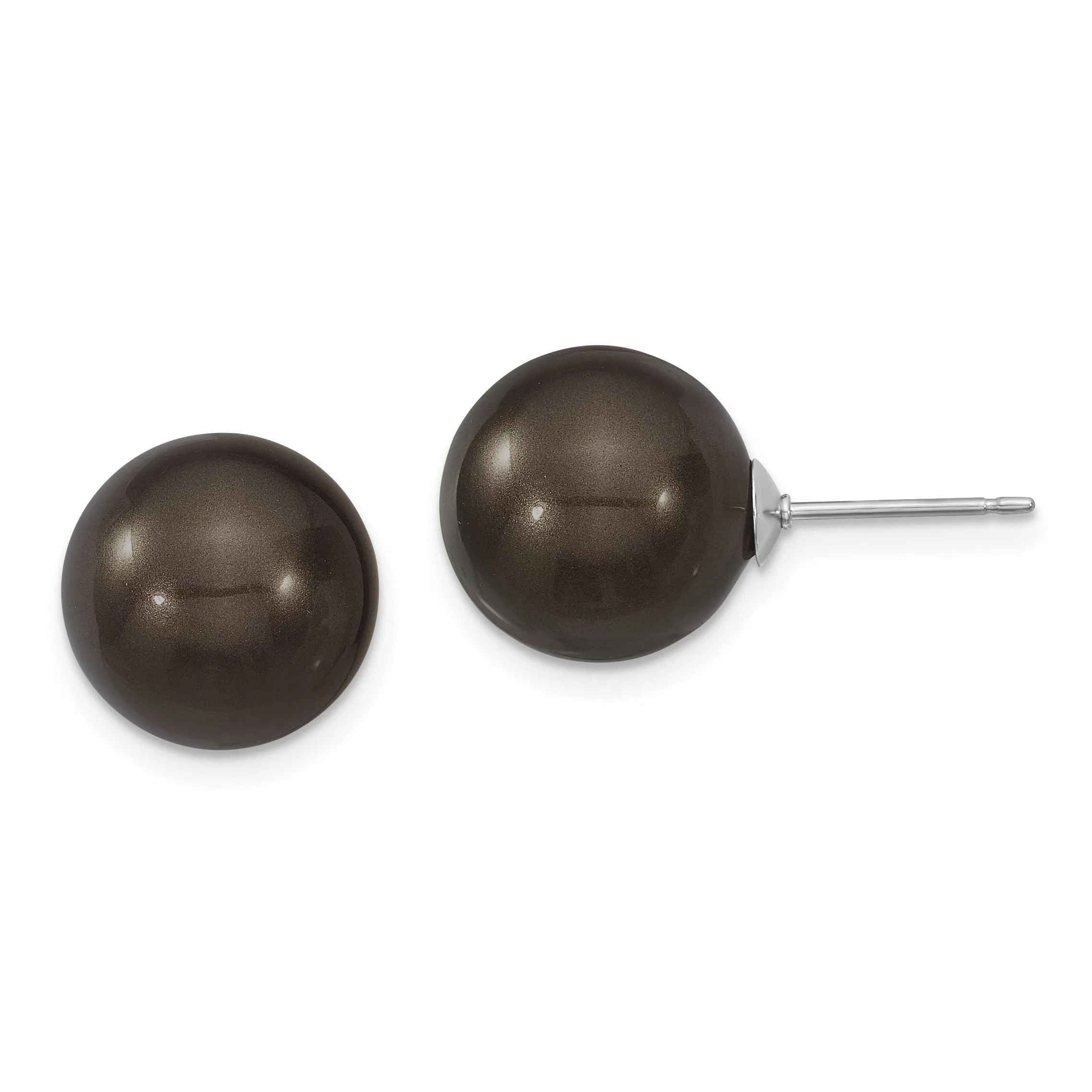 Majestik Round Black Pearl Stud Earrings