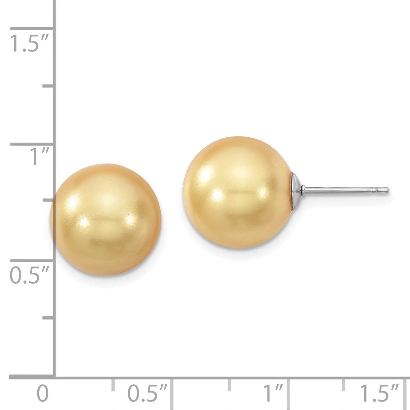 Majestik Round Yellow Pearl Stud Earrings