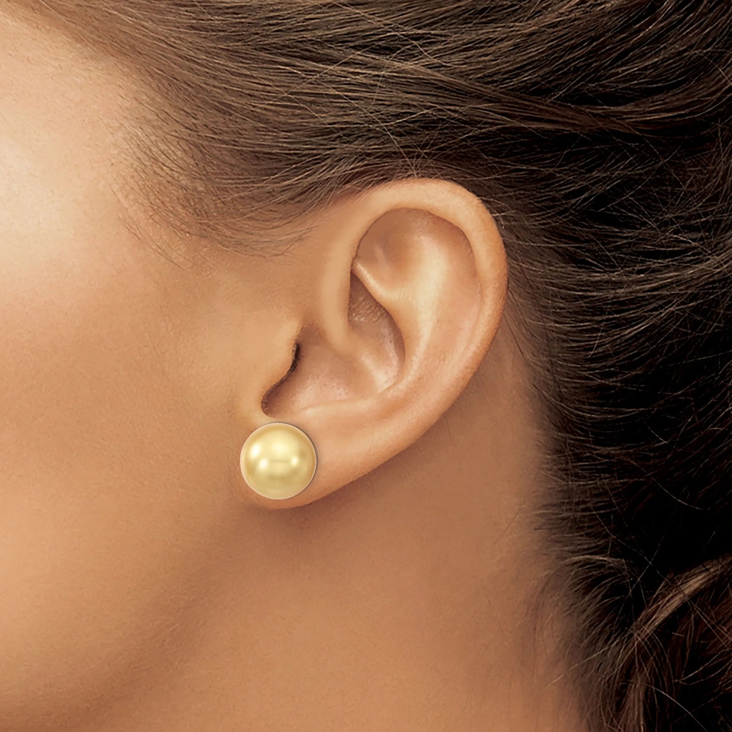 Majestik Round Yellow Pearl Stud Earrings