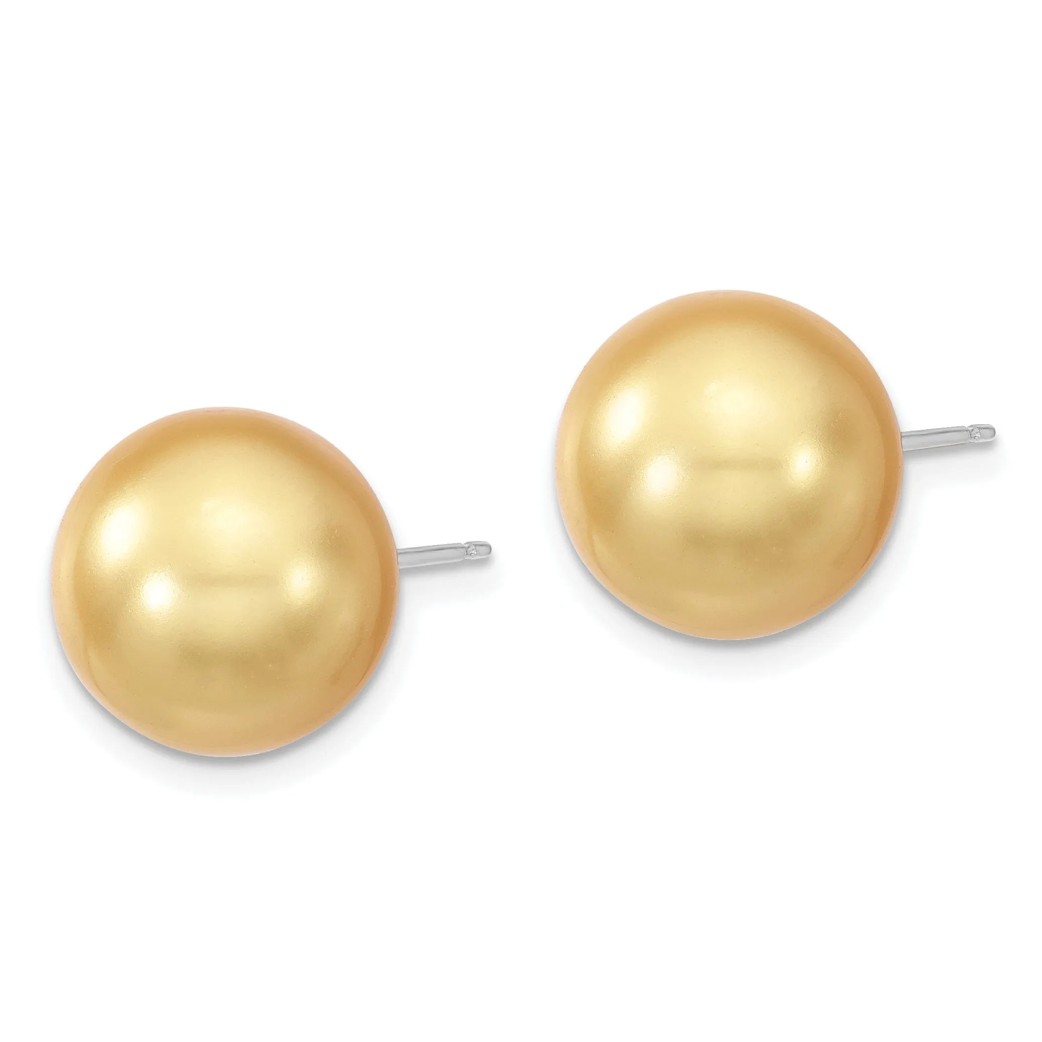Majestik Round Yellow Pearl Stud Earrings