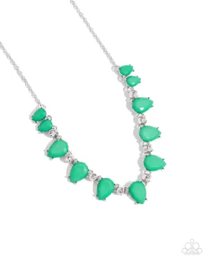 Malibu Marvel - Green - Teardrop Bead Paparazzi Short Necklace