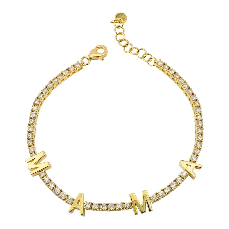 MAMA CUSTOM DIAMOND MAMA/LOVE  TENNIS BRACELETS
