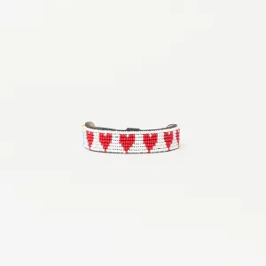 Mara Heart Bracelet - White/Red