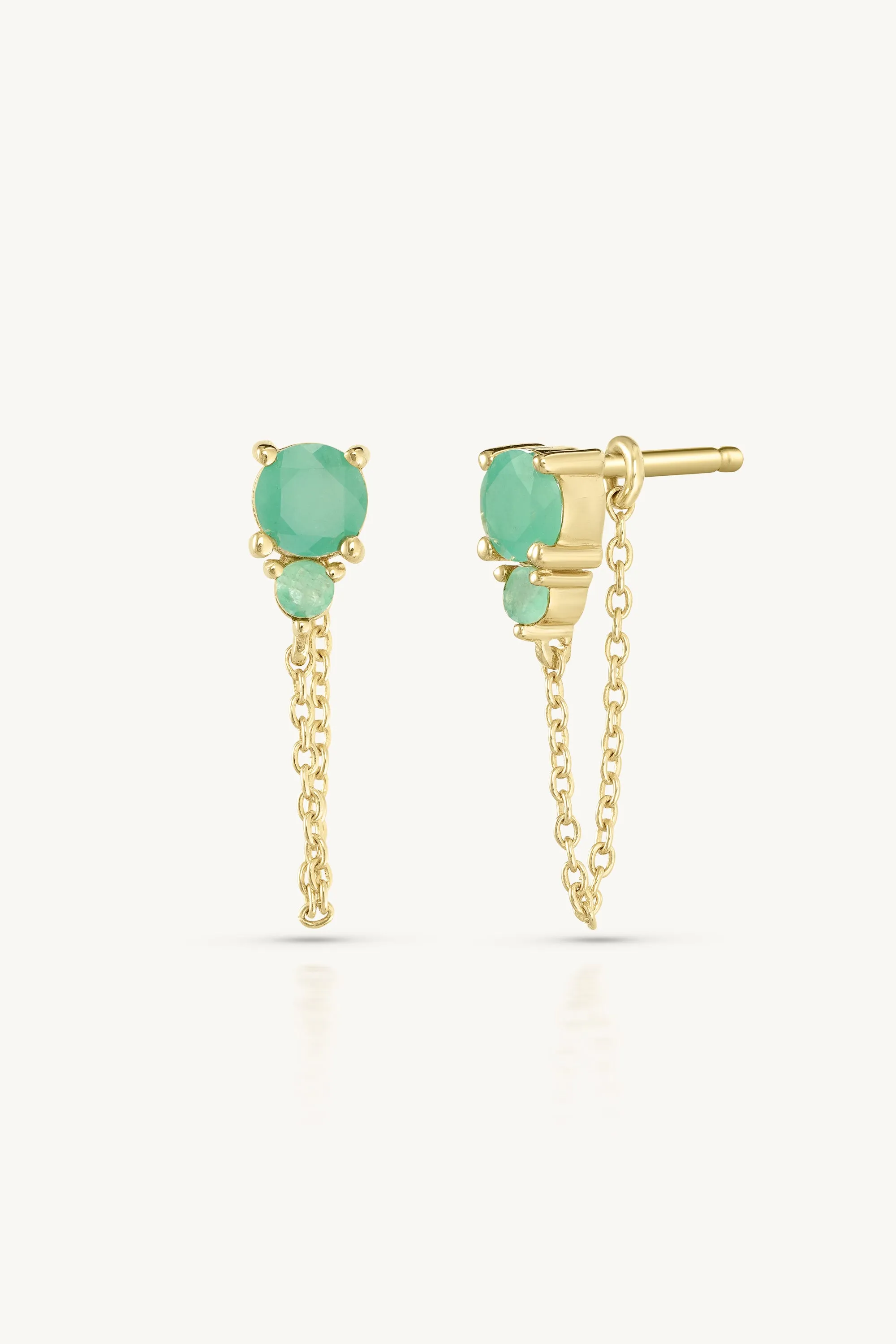 May Ombre Emerald Birthstone Gold Stud
