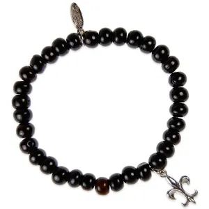 Mens Black Multi Strand Lamb Leather Bracelet with Bodhi Seed and Metal Beads