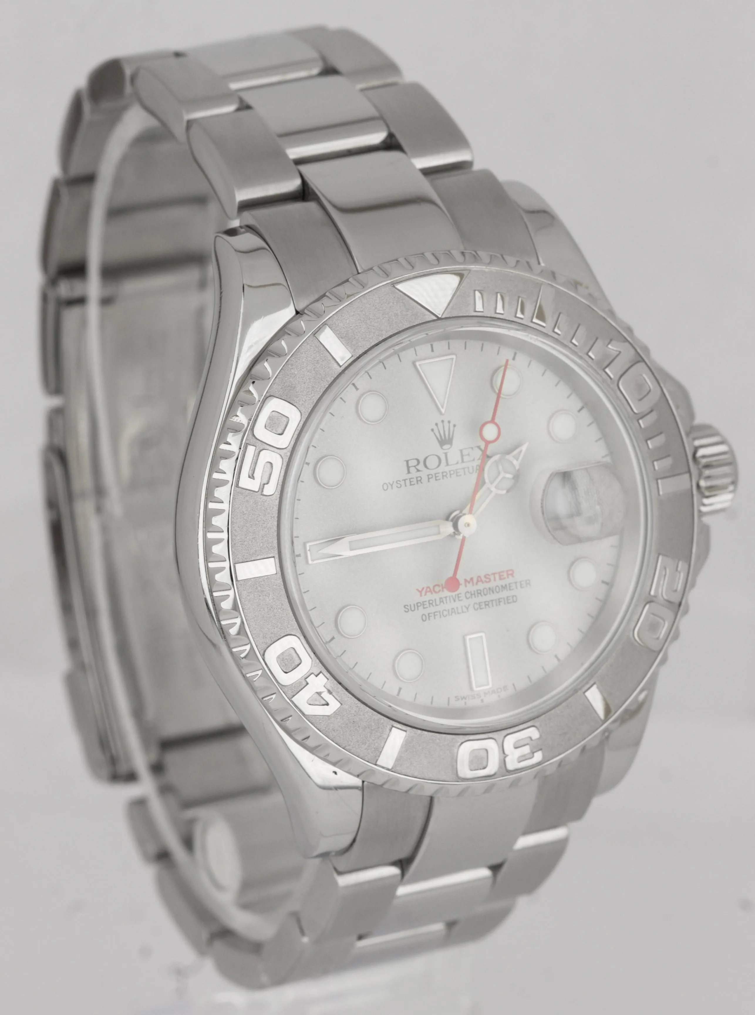 Men's Rolex Yacht-Master Stainless Steel Platinum 40mm Oyster Date Watch 16622