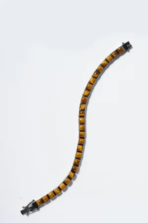 Men's Small Tile Tennis Bracelet - Tiger's Eye