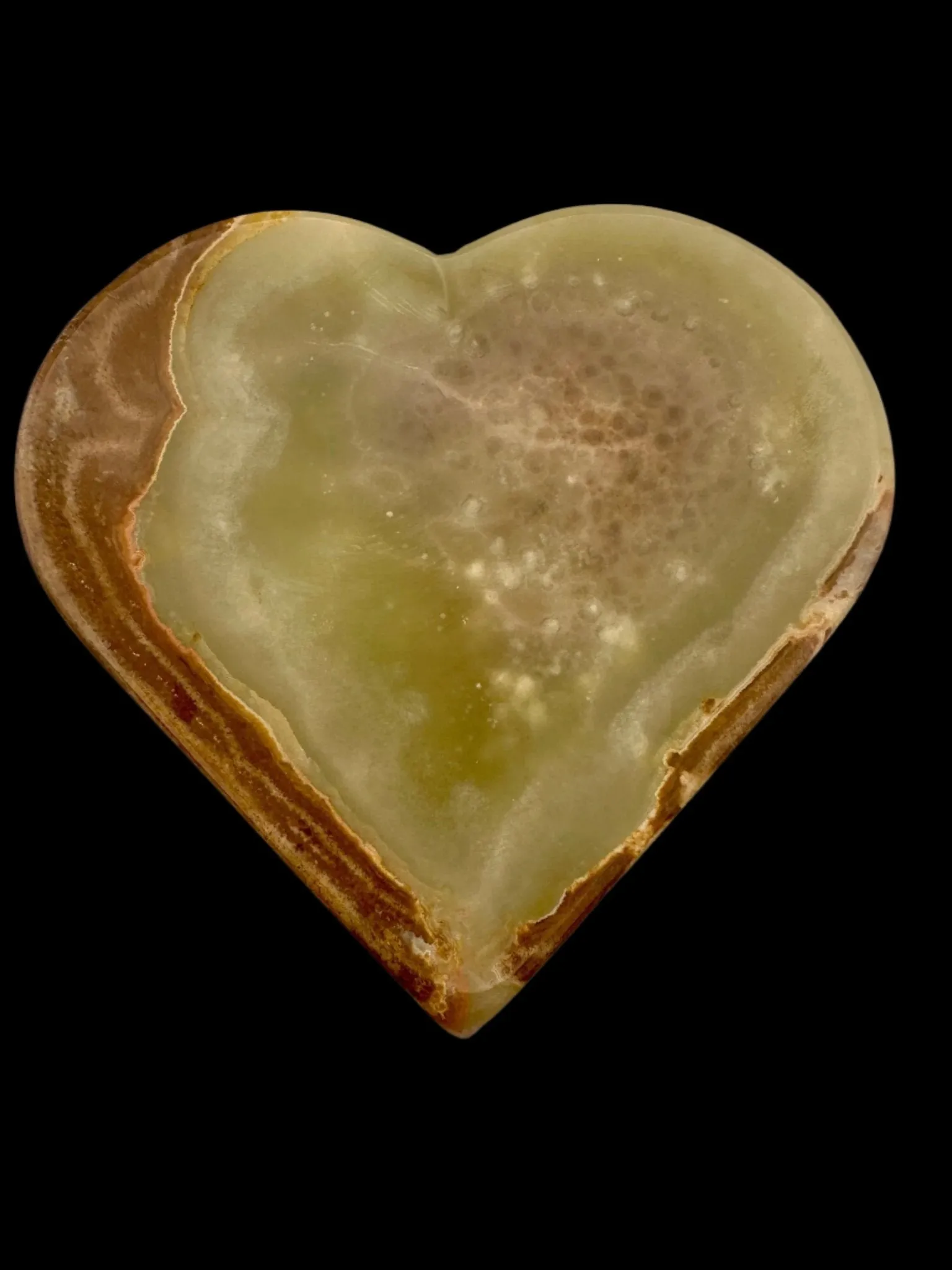 Mexican Onyx / Green Aragonite Heart Bowls - Beautiful Green Crystal