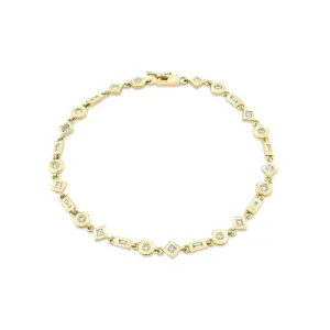 Michael M 14K Yellow Gold Mixed Shape Bezel Tennis Bracelet BR410