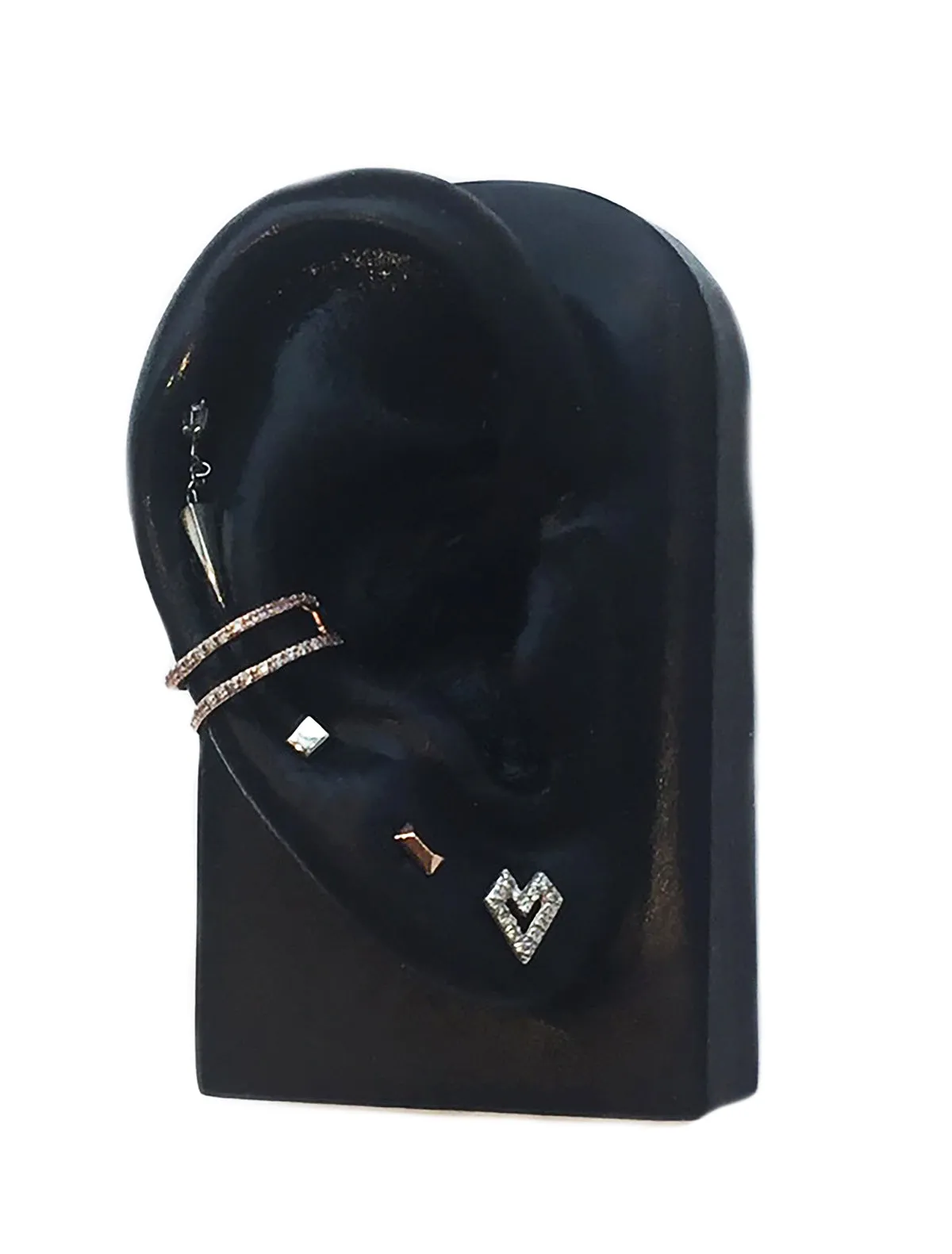 Micro Pave Gothic Heart Stud Earring