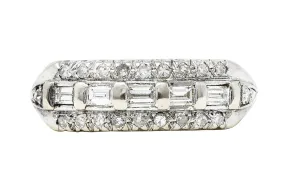 Mid-Century 0.60 CTW Diamond 14 Karat White Gold Fishtail Band Ring