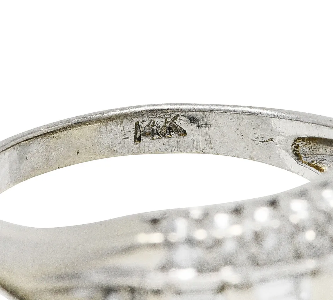 Mid-Century 0.60 CTW Diamond 14 Karat White Gold Fishtail Band Ring